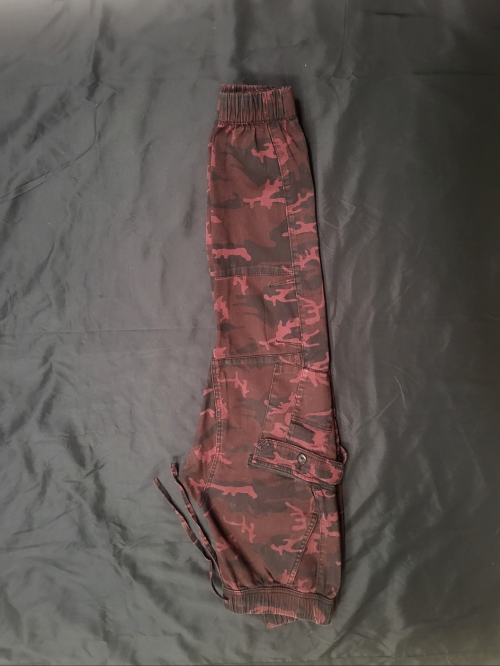 Ring Of Fire Camo Cargo Joggers Maroon Men Size Large - Picture 8 of 8